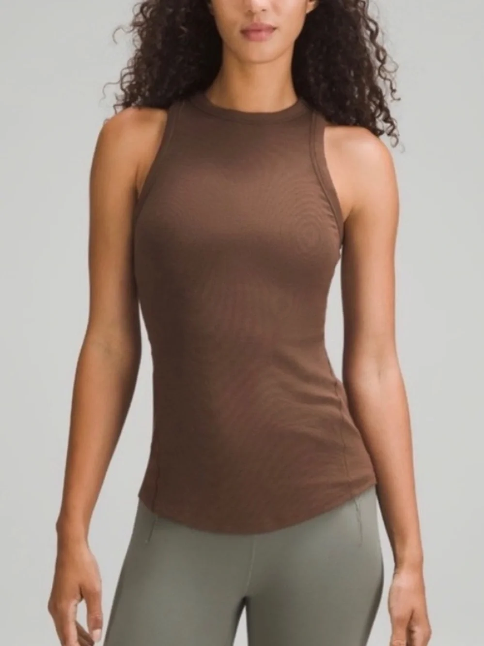 lululemon athletica Brown Ribbed Racerback Tank hold tight size 6